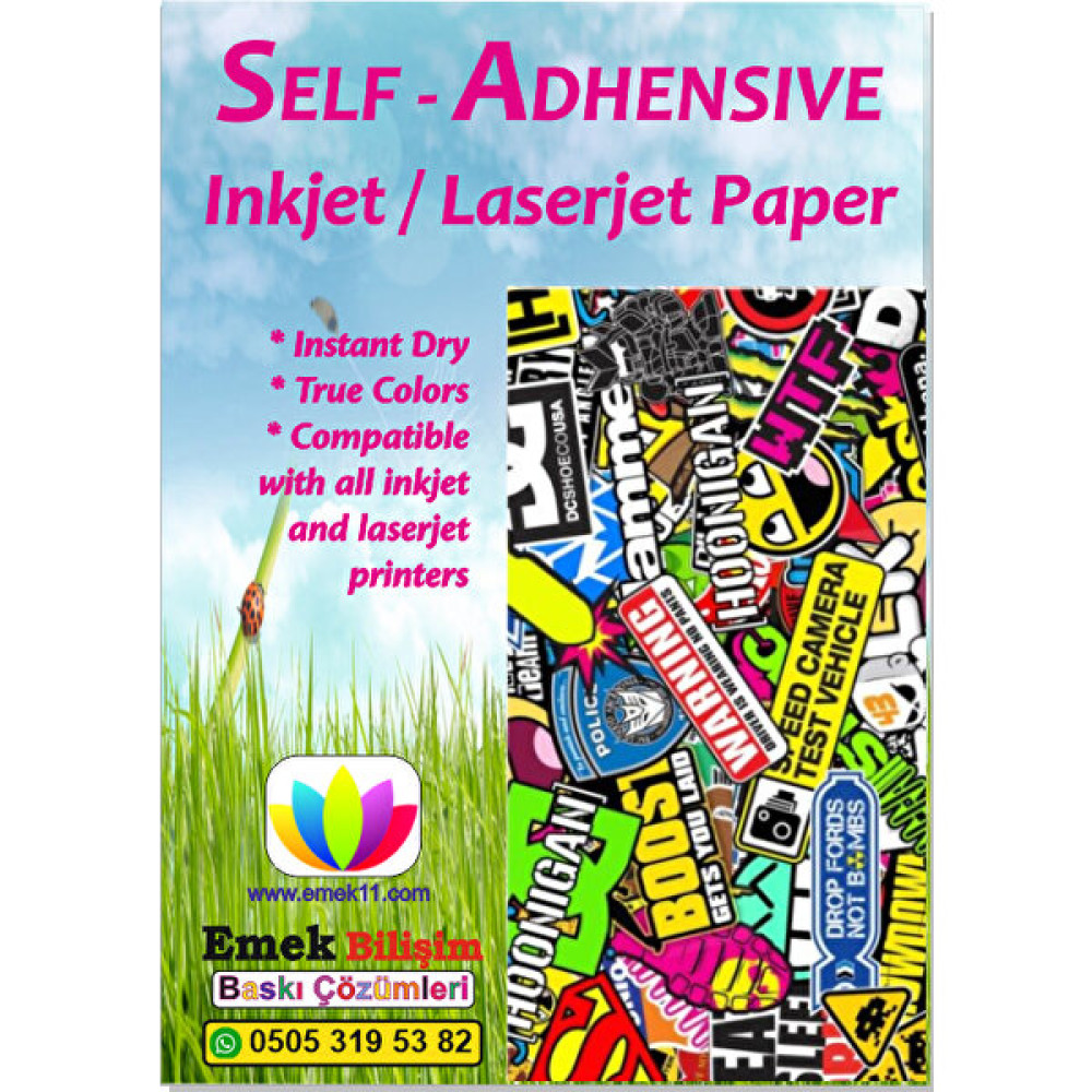 Emek Bilişim Inkjet ve Laser Yazıcı Uyumlu A4 Sticker Güçlü Yapışkanlı Etiket Kağıdı Mat Yüzeyli 120GSM - 100 ADET Etiket Makinesi Fiyatı