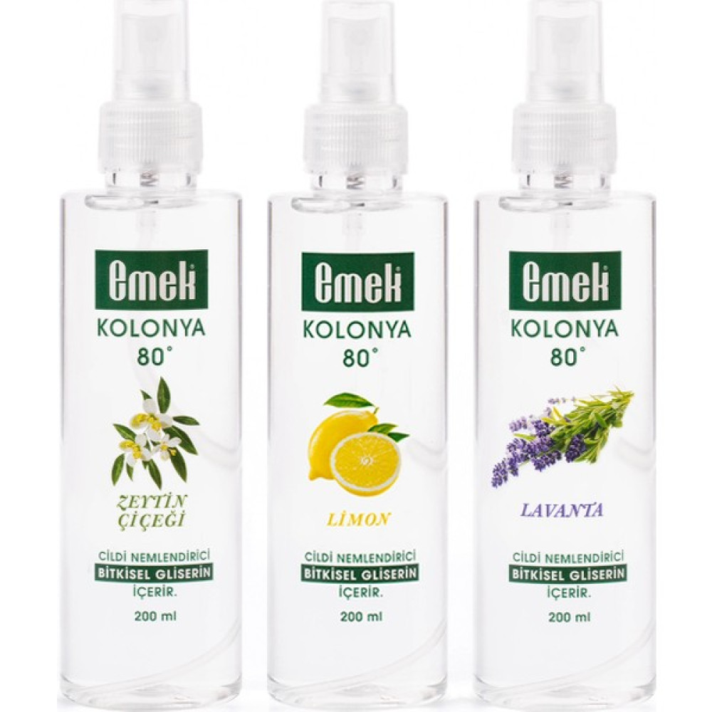 Emek Gliserinli Kolonya 200 ml Sprey - 3'lü Karma Paket - Zeytin Çiçeği / Limon / Lavanta Oto Boyaları Fiyatı