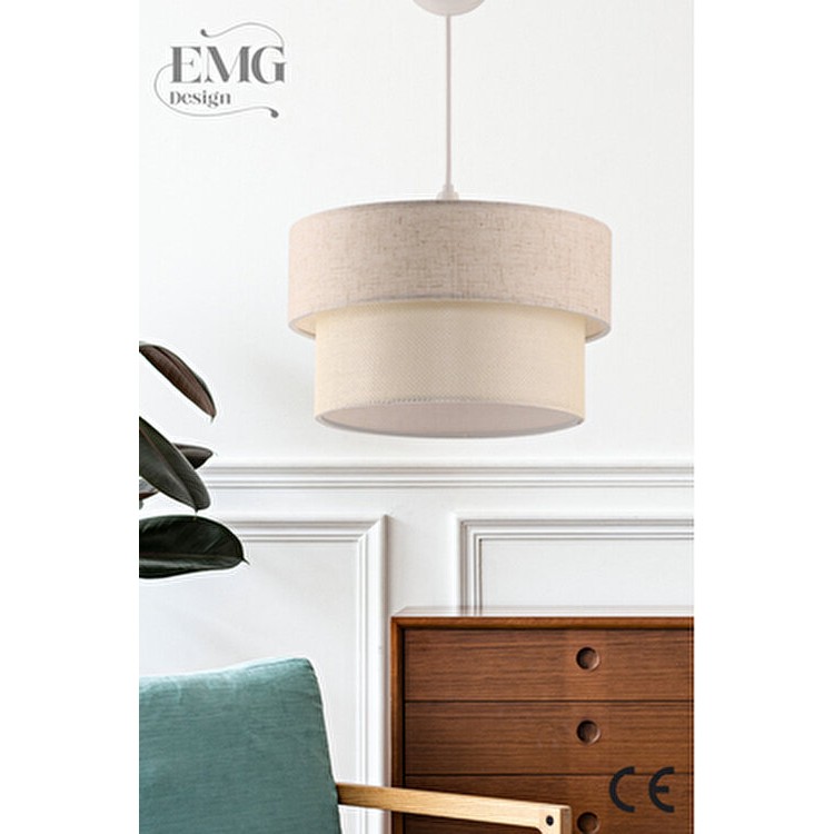 EMG Design Kumaş Başlıklı Modern Pasta Avize 2 Katlı Şık Tasarım 30 cm Yatak Odası - Bej - 1 Diğer Fiyatı