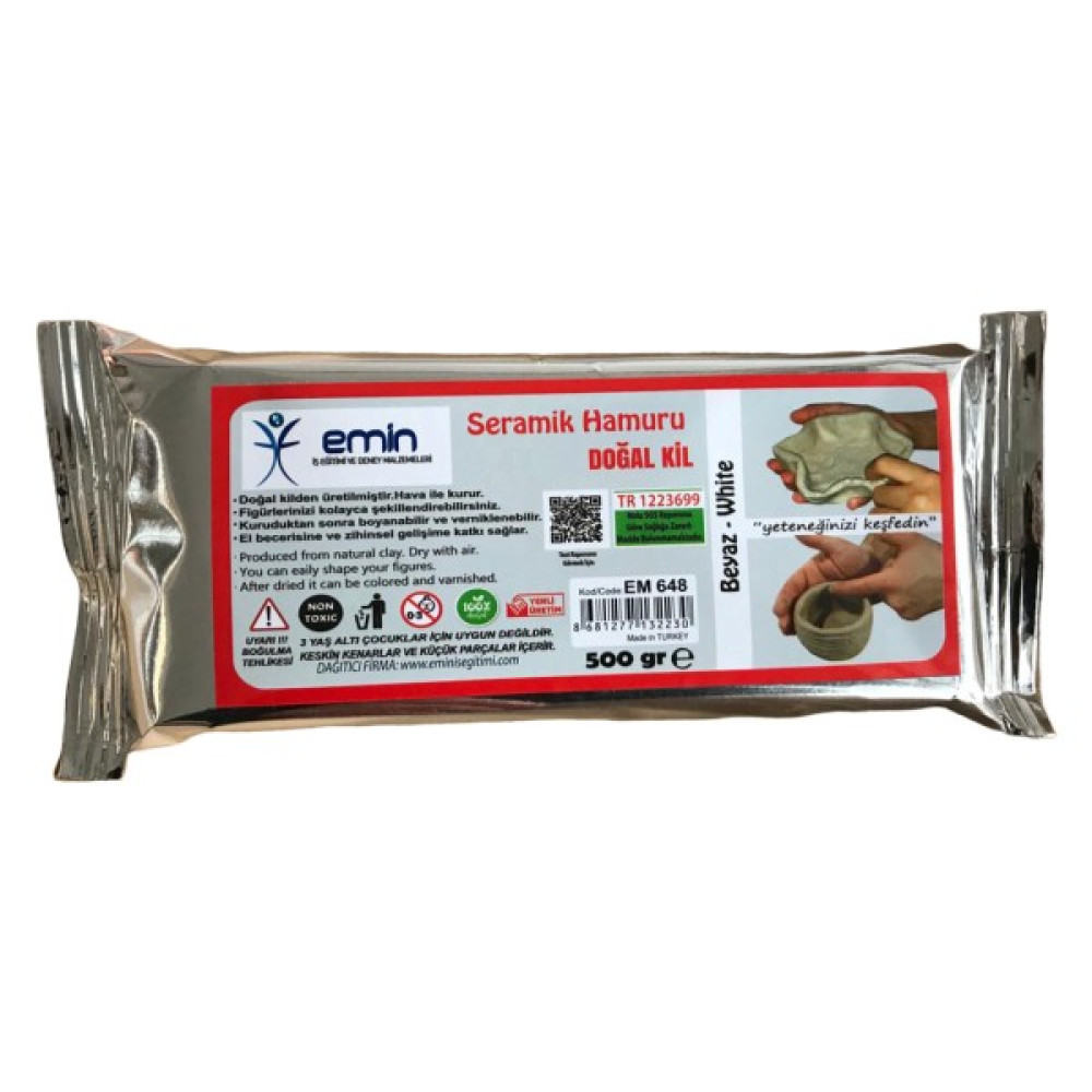 Emin İş Eğitim Doğal Beyaz Kil Seramik Hamuru 500 gr Yardımcı Malzeme Fiyatı