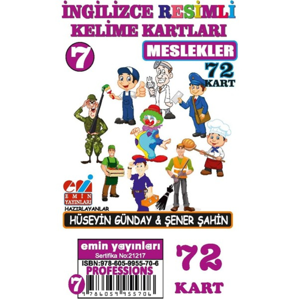 Emin Yayınları Meslekler - Ingilizce Resimli Kelime Kartları 7 - Hüseyin Günday Yabancı Dil Öğretici Kitaplar ve Eğitim Setleri Fiyatı