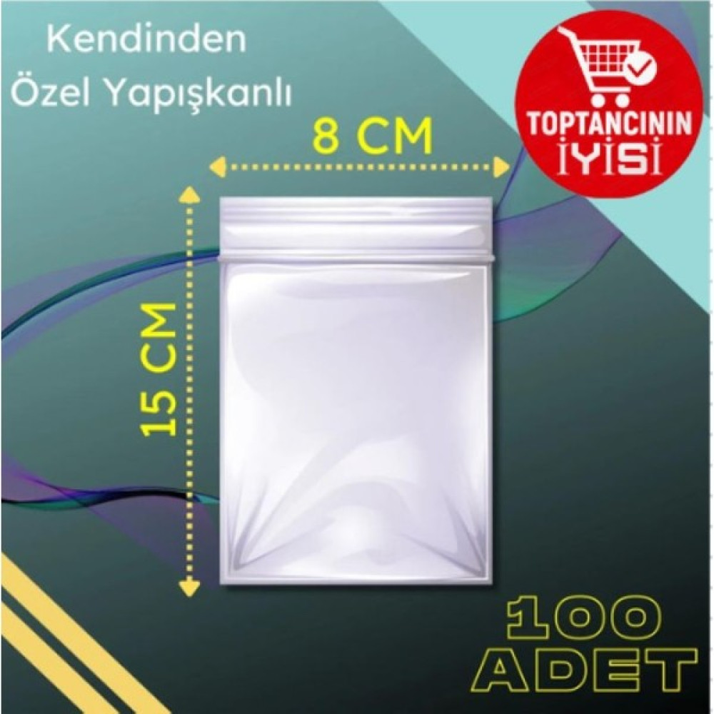 Eminak Şeffaf Yapışkanlı Poşet - Kendinden Yapışkanlı Jelatin Parlak Poşet 8X15 cm - 100 Adet Nalburiye & Hırdavat Fiyatı