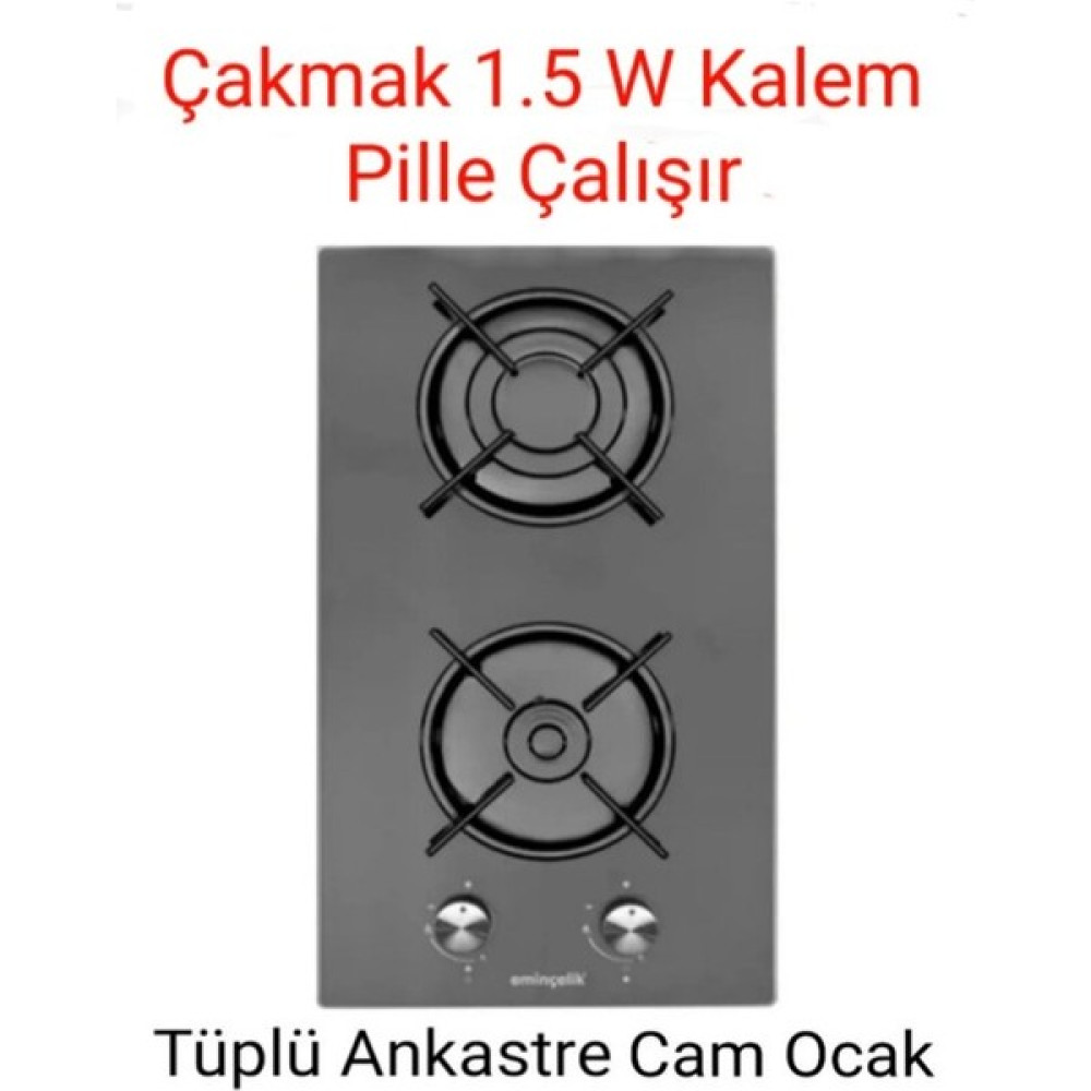 Eminçelik 2 Gözlü Tüplü Gaz Emniyetli Ankastre Karavan Ocağı(Çakmak Sistemi 1,5 W Kalem Pille Çalışır - SİYAH Oto Boyaları Fiyatı