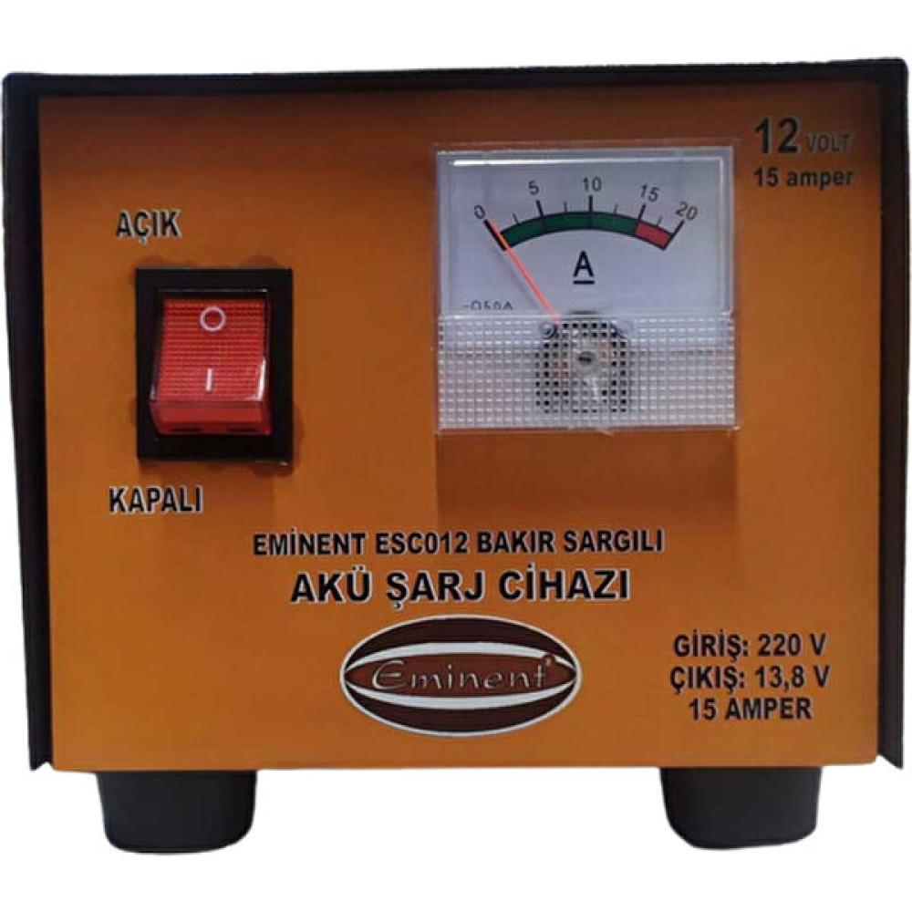 Eminent ESC012 12V 15 Amper Bakır Sargılı Şalterli Akü Şarj Cihazı Akü Şarj Edici Fiyatı