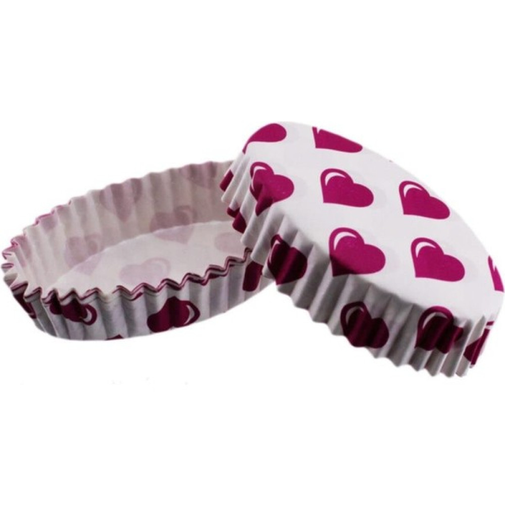Eminönü Toptancı Cupcake Kalıbı Pet Kapsül Oval Beyaza Fuşya Kalpli Kek Kalıbı - 100 Adet Kek Kalıpları Fiyatı