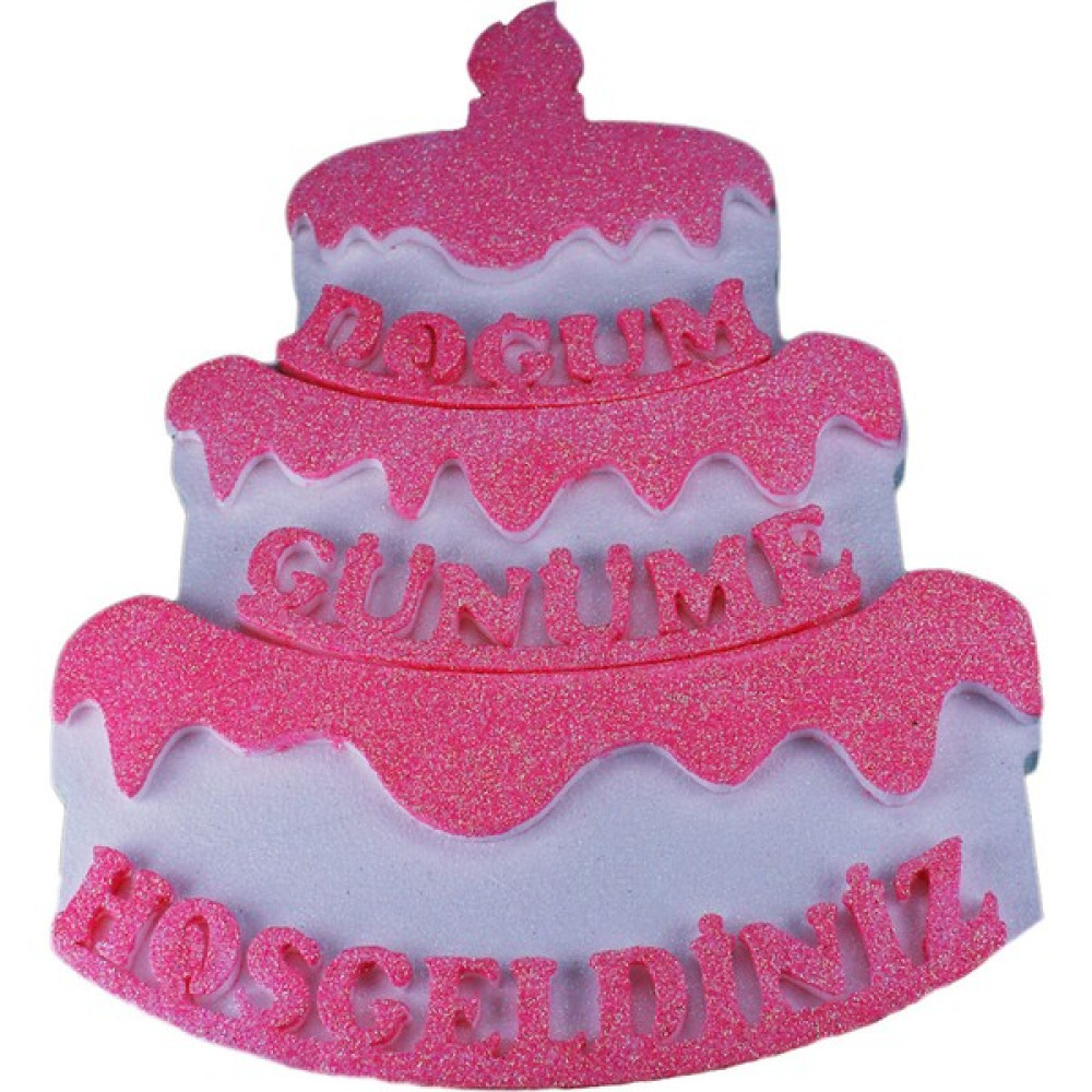 Eminönü Toptancı Strafor Kapı Süsü Pasta Modeli Doğum Günüme Hoşgeldiniz 48X36 cm Pembe Bebek Kapı Süsü Fiyatı