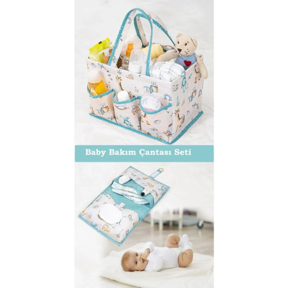 Emir-Ay Baby Bebek Bakım Çantası Seti 2li Set ( Bebek Bakım Çantası ve Bebek Alt Bakım Çantası ) - Mavi Bebek Bakım Çantası Fiyatı