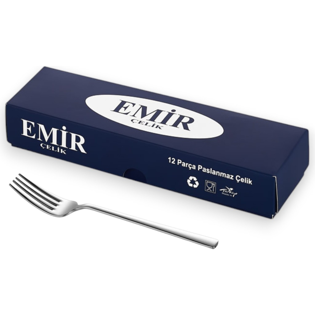 Emir Çelik Sidney Model Tatlı Çatalı 12 Adet - Gümüş Çatal / Kaşık / Bıçak Takımları Fiyatı