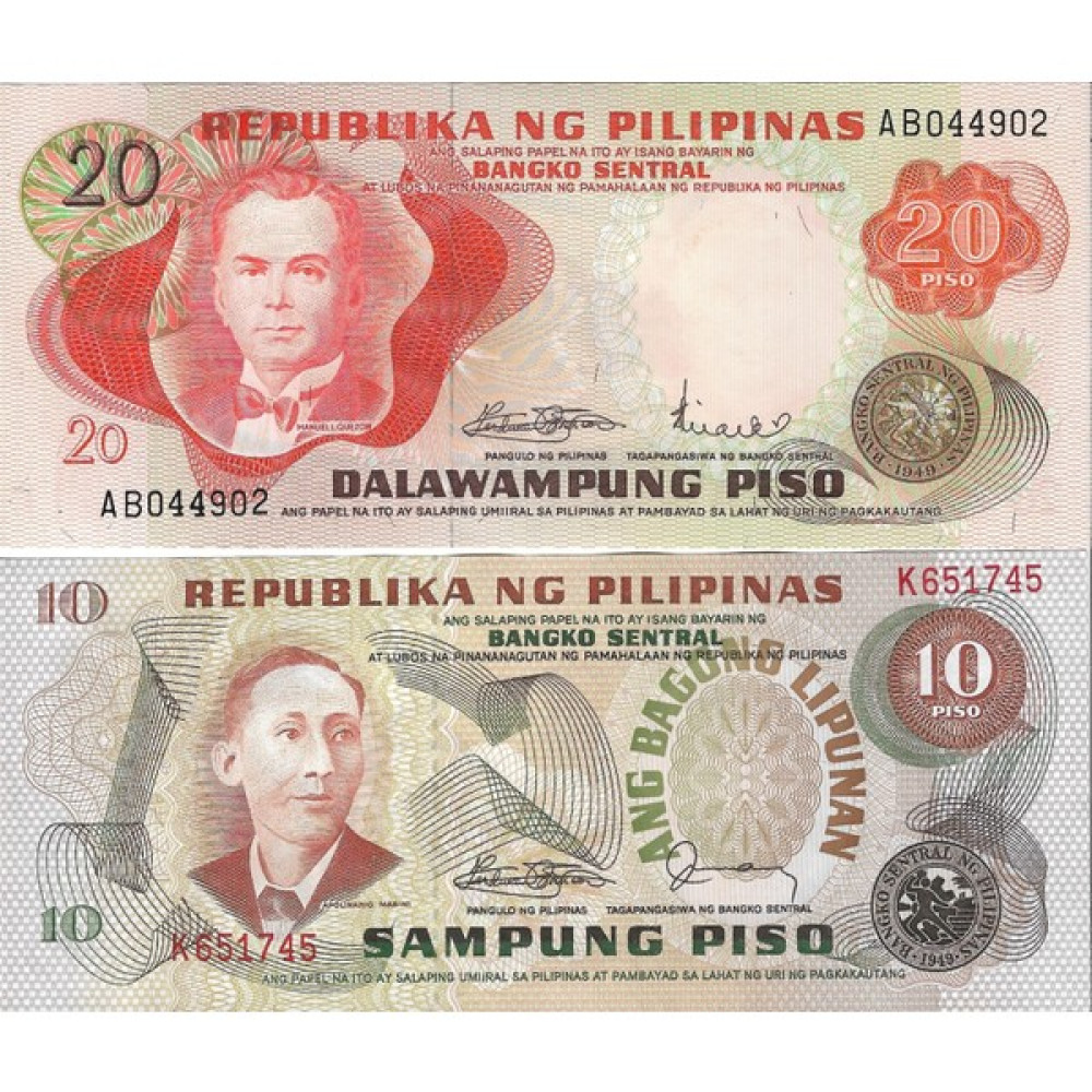 Emir Collection Filipinler 1970 Yılı 10/20 Piso Yabancı Kağıt Para Set Çil (Unc) Koleksiyon Para Oto Boyaları Fiyatı