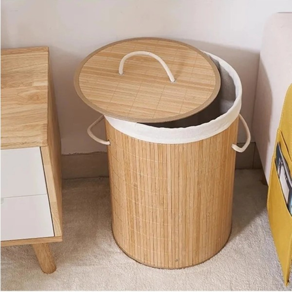 Emir Home Shop Bambu Çamaşır Sepeti Yuvarlak Jumbo Halatlı Çamaşır Selesi El Yapımı Kirli Çamaşır Sepeti Banyo Sepet Fiyatı