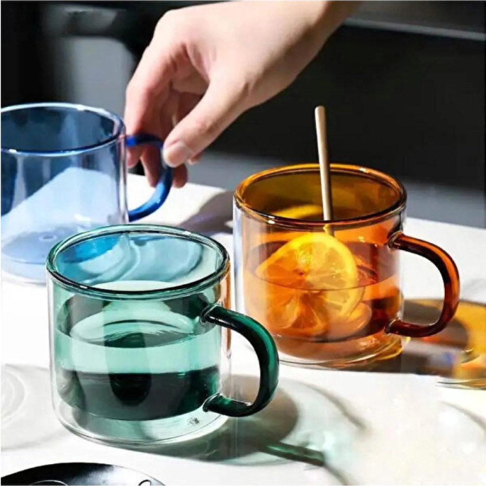 Emir Home Shop Double Color Çift Cidarlı Renkli Bardak 350 ml 3'lü Fincan / Bardak / Kahve Takımı Fiyatı