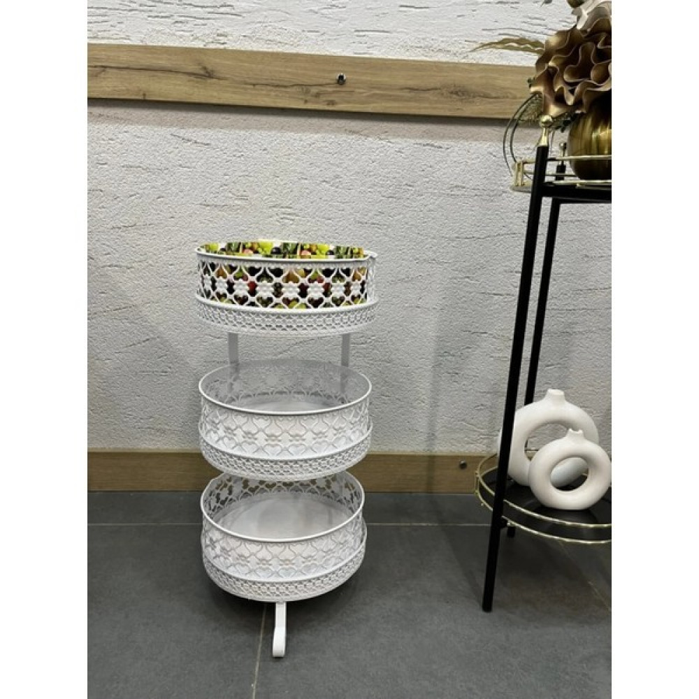 Emir Home Shop Metal Paslanmaz 3 Katlı Sebzelik Meyvelik Patateslik Soğanlık Beyaz Saklama Kapları Fiyatı