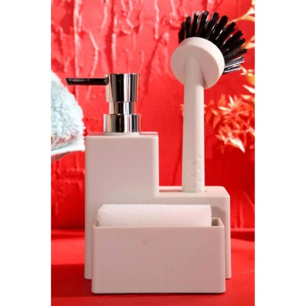 Emir Home Shop Mutfak ve Banyo Seti Tezgah Üstü Sıvı Sabunluk Yumuşak Silikon Fırçalı ve Süngerlik Takımı Krem Sabunluk Fiyatı