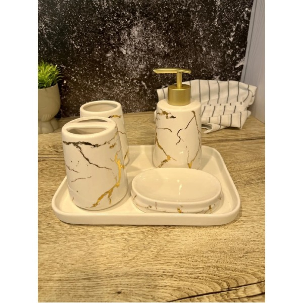 Emir Home Shop Porselen 5 Parça Banyo Seti Tepsili Sıvı Sabunluk Diş Fırçalığı Sabunluk Fiyatı