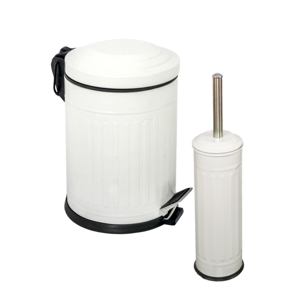 EMIR Vintage 2 Li Çöp Kovası Çöp Kutusu Banyo Seti Çizgili Model Beyaz 5 Litre Ve Wc Fırçası Seti Mobilya & Dekorasyon Fiyatı