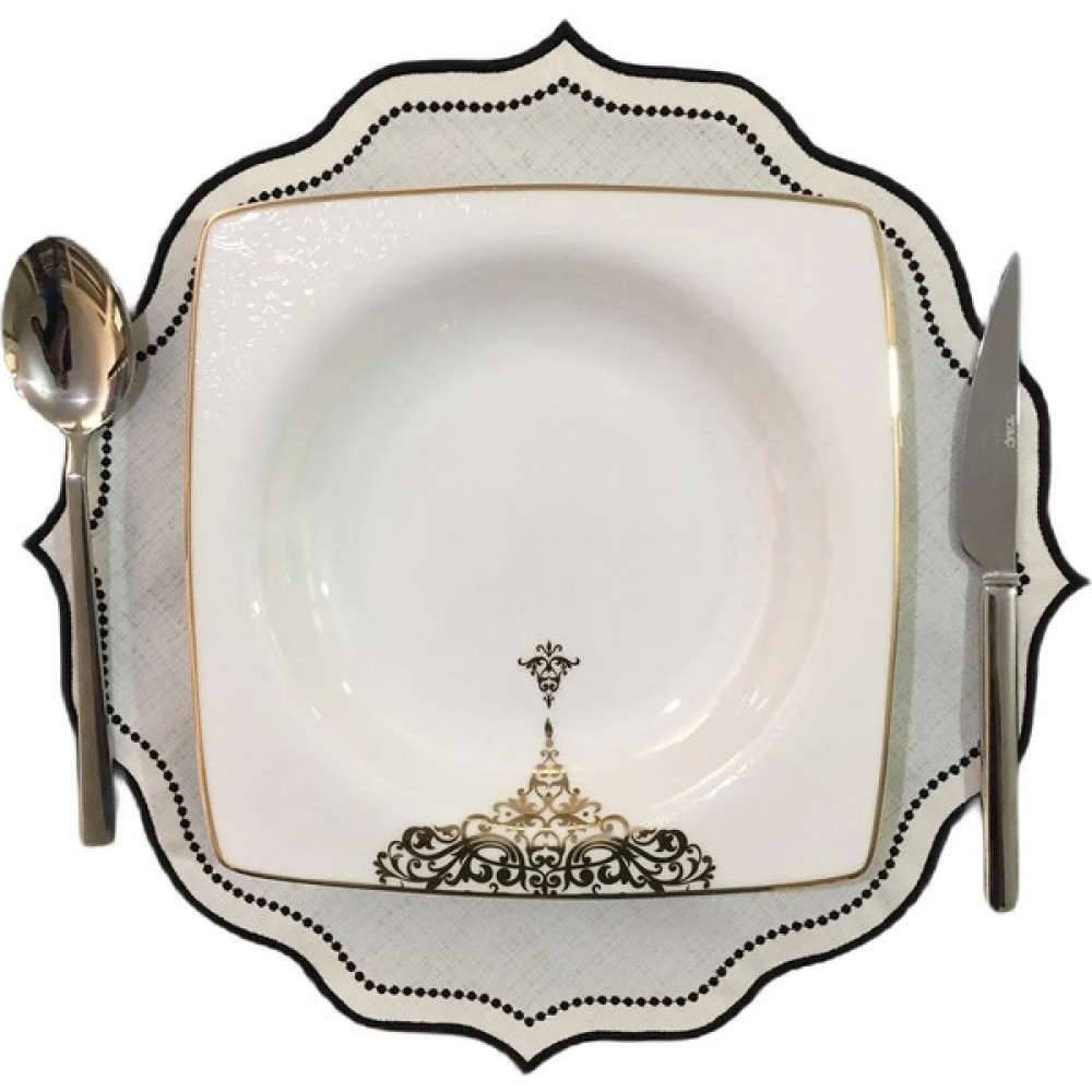 Emiray 6 Adet Keten Amerikan Servis - Keten Supla - Siyah - 36 x 36 cm Amerikan Servis Fiyatı
