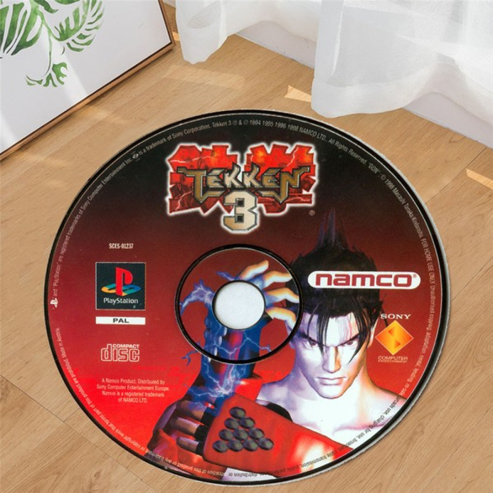 Emiroğlu Tekken Oyun Cd'si Şeklinde Süngerli Yüzey -Kaymaz Taban Halı - Siyah - 100 x 100 cm Salon Halısı Fiyatı