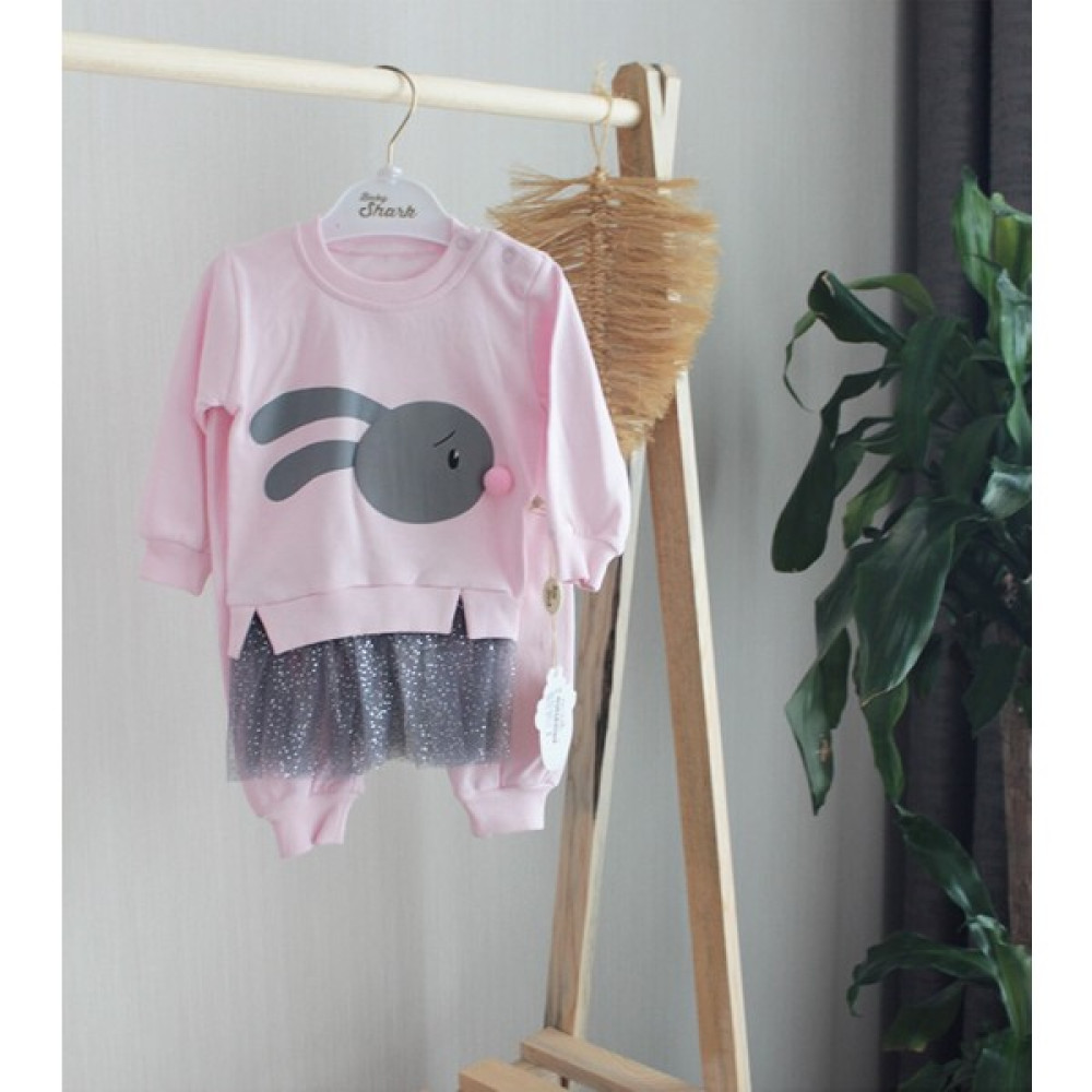 Emka Baby Pembe Tavşan Baskılı Burnu Ponponlu Ikili Alt Üst Kız Bebek Eşofman Takım Kız Çocuk Giyim Takımı Fiyatı