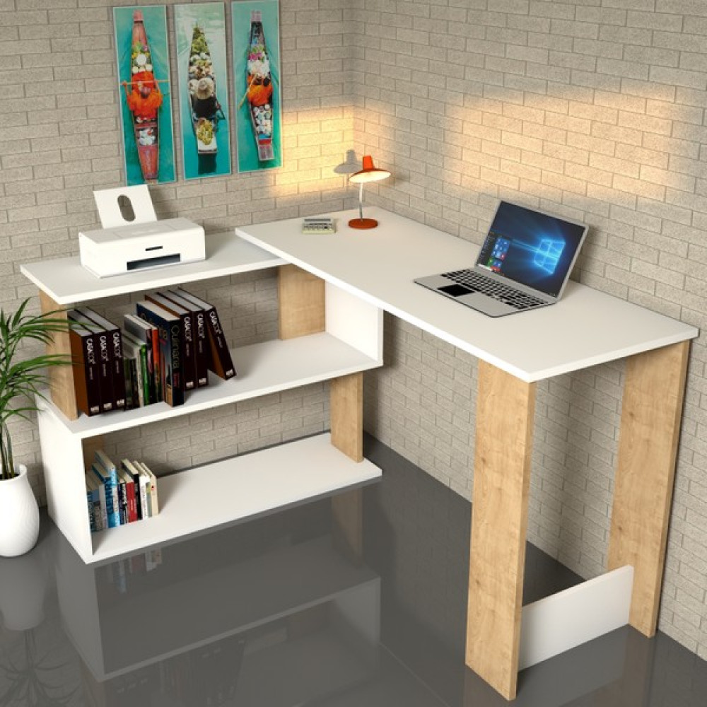 Emkawood Desire Fonksiyonel Çalışma Masası - Y: 75 cm D: 45 cm G: 120 cm - Beyaz Çalışma Masası Fiyatı