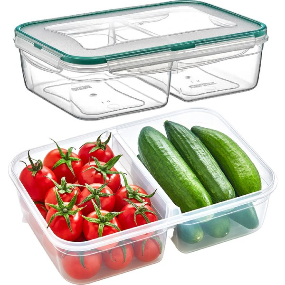 Emofom Fresh Box 2 Bölmeli Saklama Kabı 2000 ml Hava Geçirmez Sıvı Sızdırmaz Beslenme Kabı Saklama Kapları Fiyatı