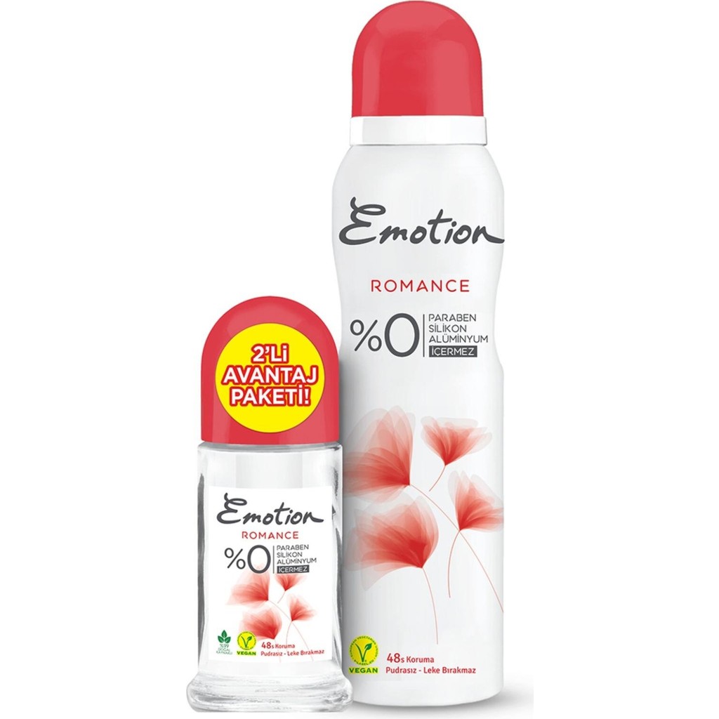 Emotion Kadın Deodorant Romance 150 ml ve Roll-On 50 ml Vegan Paraben İçermez Deodorantlar Fiyatı
