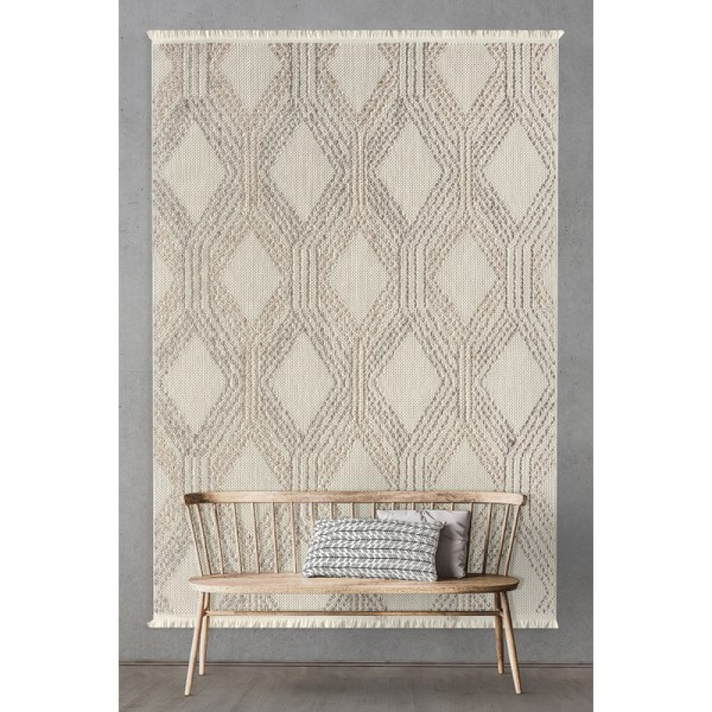 Empera Agra - Bisque Modern İskandinav Desenli Halı - 80 x 150 cm - Kahverengi Salon Halısı Fiyatı