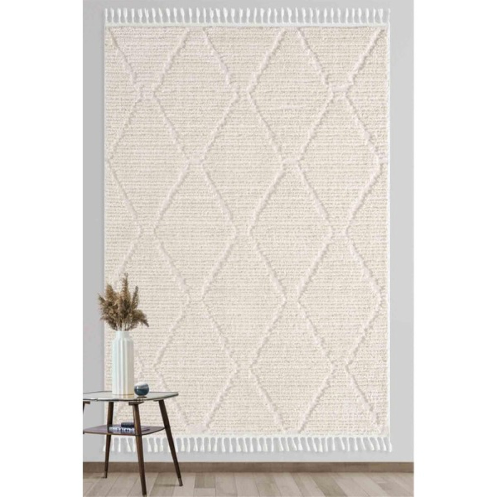 Empera Bilbao - Bright White Modern İskandinav Krem Halı - 80 x 150 cm Salon Halısı Fiyatı