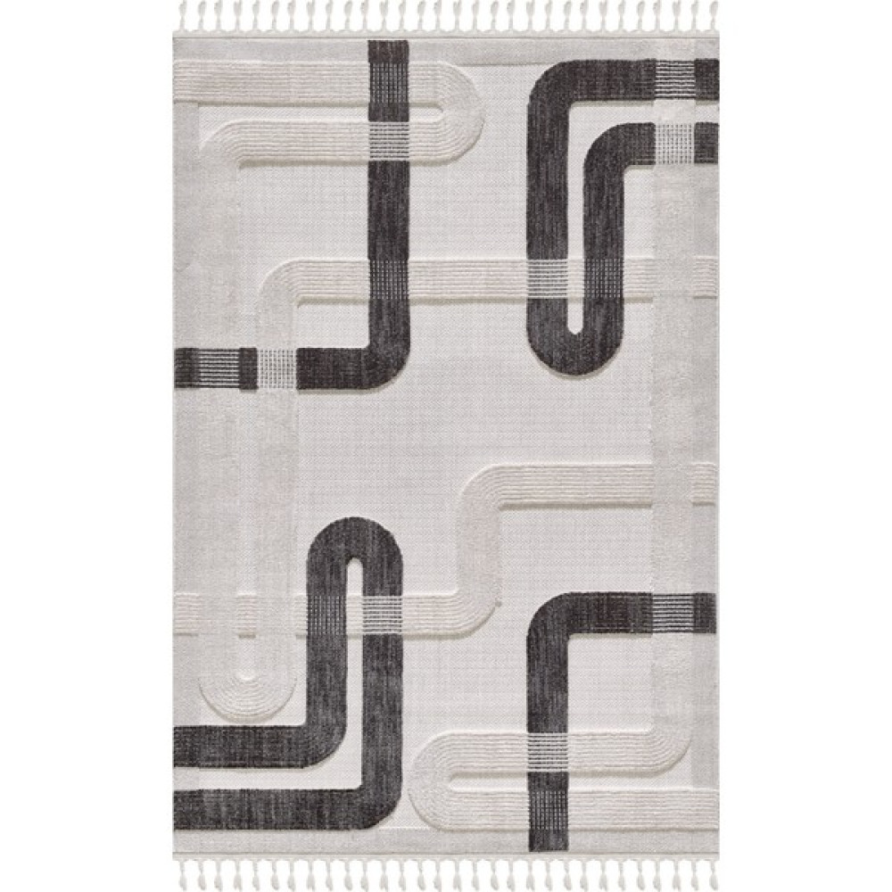 Empera Ibiza - Berta Geometrik Toz Vermeyen Iskandinav Desen Saçaklı Halı - Renkli - 80 x 150 cm Salon Halısı Fiyatı