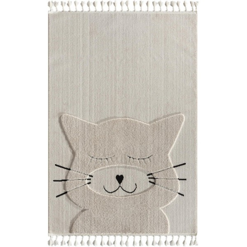 Empera Kids - Kitty Kedi Figürlü Çocuk Odası Halısı - 160 x 230 cm - Krem Bebek Odası Halı Fiyatı