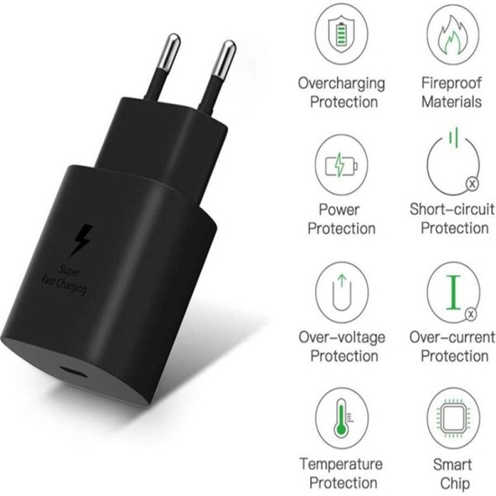 Emporıumood Samsung Galaxy A54 Uyumlu Android Type-C Ultra Hızlı Şarj Cihazı / Şarj Aleti 22.5W 3.0 Amper (Şarj Başlığı Adaptör) - Siyah Cep Telefonu Şarj Cihazı Fiyatı