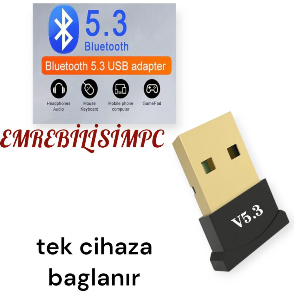 Emre Bilişim Bilgisayar Bluetooth Aparatı Çevirici Dönüştürücü Mini Bluetooth Adaptör Dongle 5.3 Yeni EMR 1 adet Network Aksesuarları Fiyatı