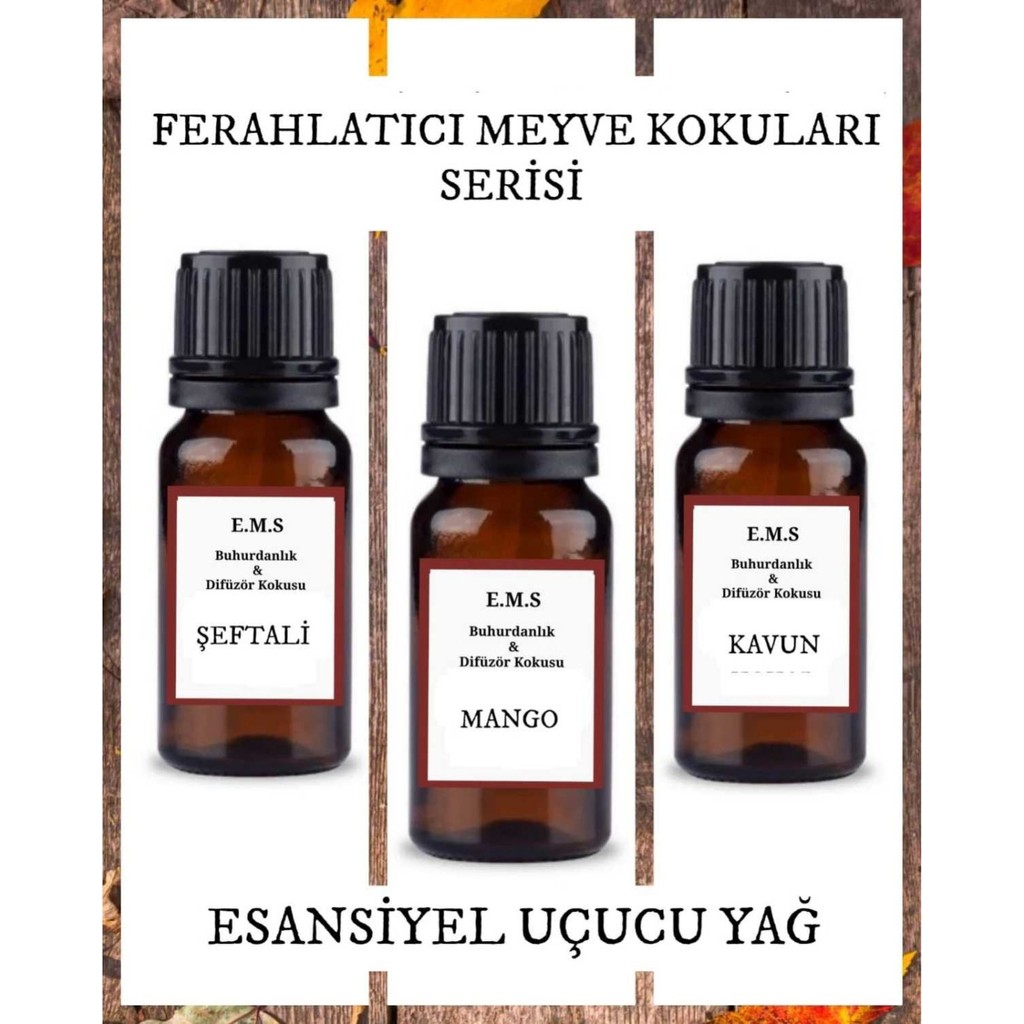 E.M.S Şeftali, Mango, Kavun Esansiyel Uçucu Buhurdanlık Yağı Difüzör Esansı Ortam Kokusu Evcil Hayvan Ürünleri Fiyatı