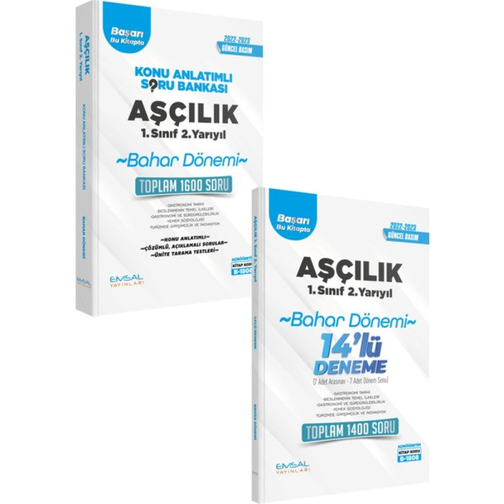 Emsal Yayınları Açıköğretim Bahar Dönemi Aşçılık 1. Sınıf 2. Yarıyıl Konu Anlatımı - Soru Bankası - Deneme Açıköğretim Kitapları ve Setleri Fiyatı