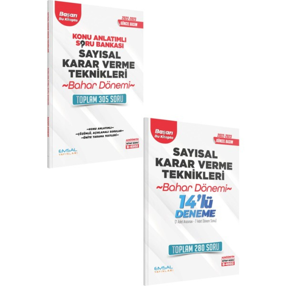 Emsal Yayınları Açıköğretim Bahar Dönemi Sayısal Karar Verme Teknikleri Konu Anlatımı - Soru Bankası - Deneme Açıköğretim Kitapları ve Setleri Fiyatı