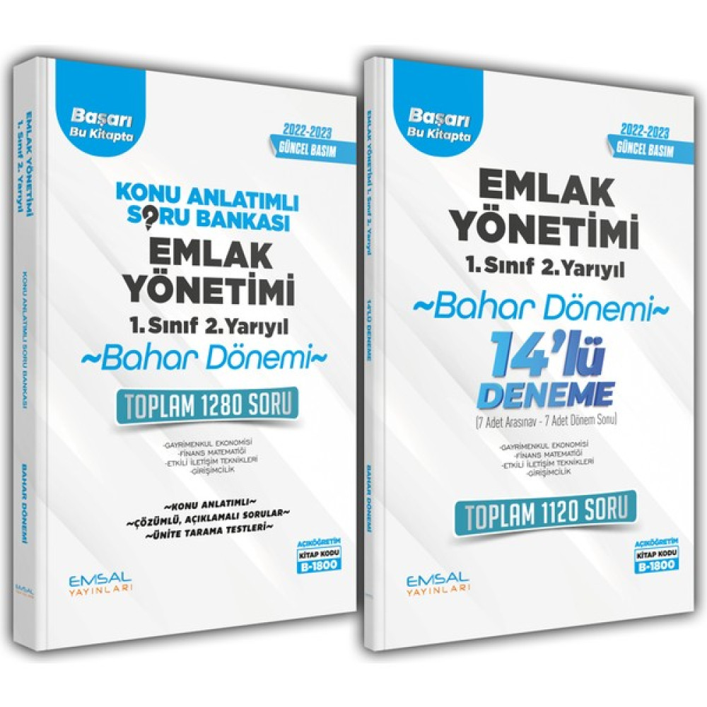 Emsal Yayınları AÖF Emlak Yönetimi 1.Sınıf 2.Yarıyıl Bahar Dönemi Konu Soru Deneme Seti 2023 Ders Sınav Kitapları Fiyatı
