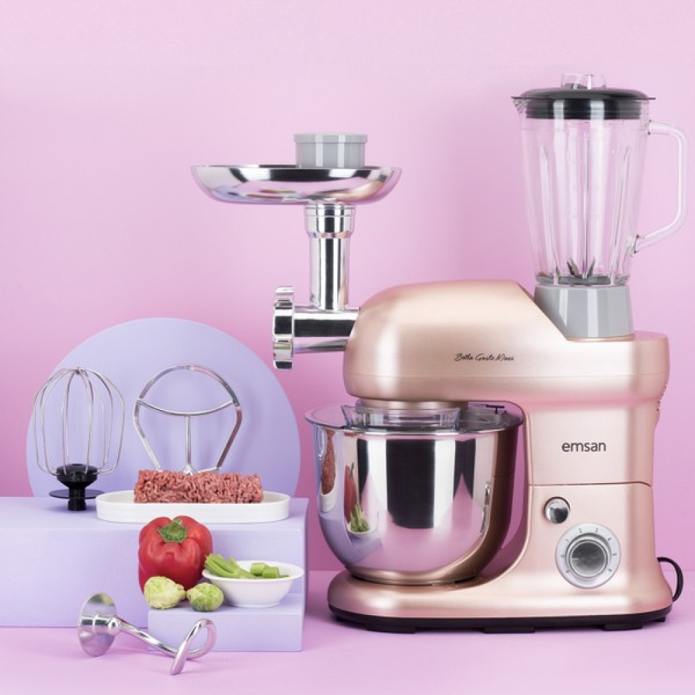 Emsan Bella Gusto Maxi Golden Pink Stand Mikser Mutfak Şefi 1300W 5 Lt - Pembe Mikserler Fiyatı