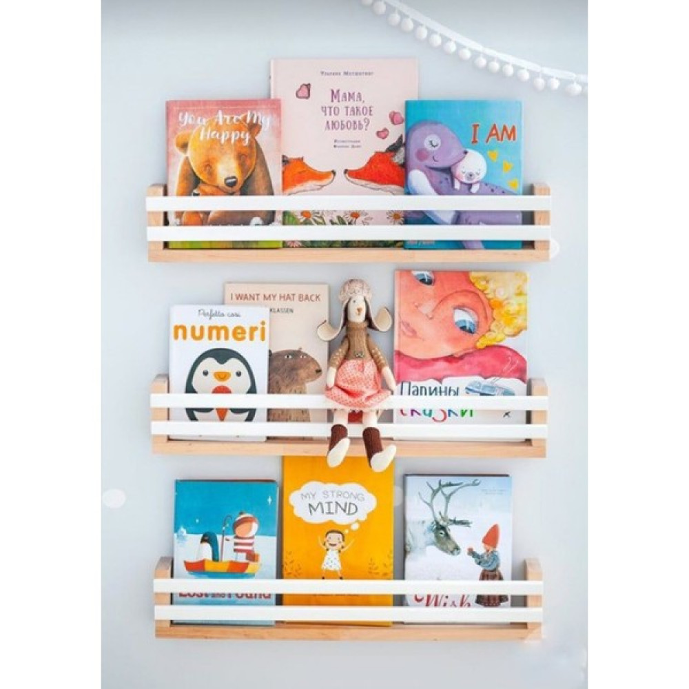 Emta Beyaz Çıtalı Ahsap Raf Montessori 50 cm 3 Lü Set Duvar Rafı Fiyatı