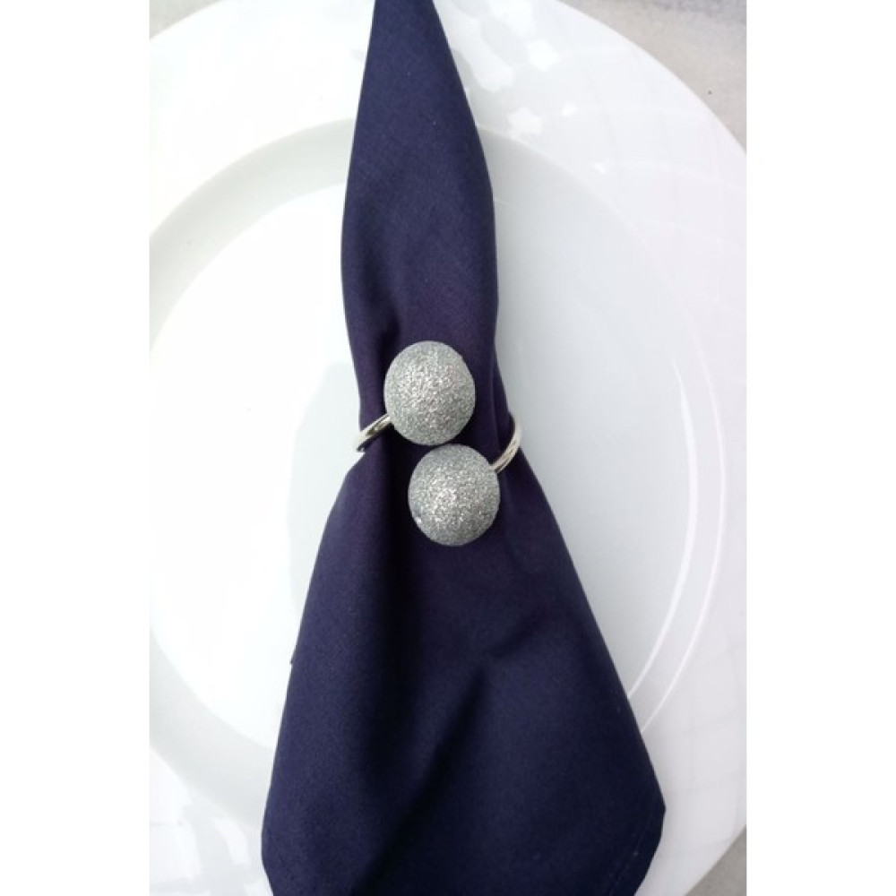 Emtory Home 12'li gümüş halkalı simli gümüş boncuklu peçete yüzüğü - 22 x 22 cm Masa Örtüsü Fiyatı