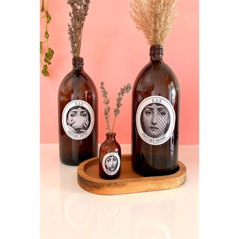 Emtory Home 3'lü Fornasetti Amber Cam Şişe Vazo 23CM - Renkli Vazo Fiyatı
