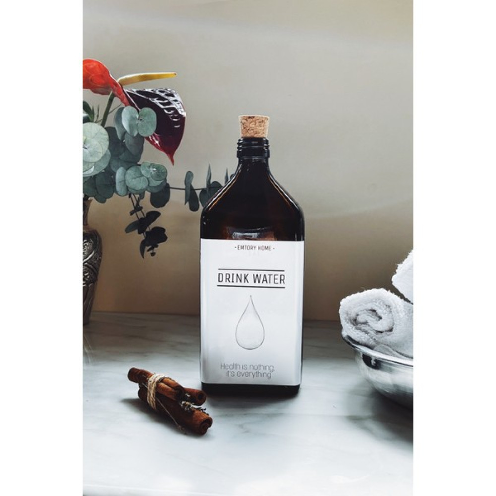 Emtory Home 500 ml Dekoratif Yassı Drink Water Tıpalı Cam Sürahi Sürahi Fiyatı