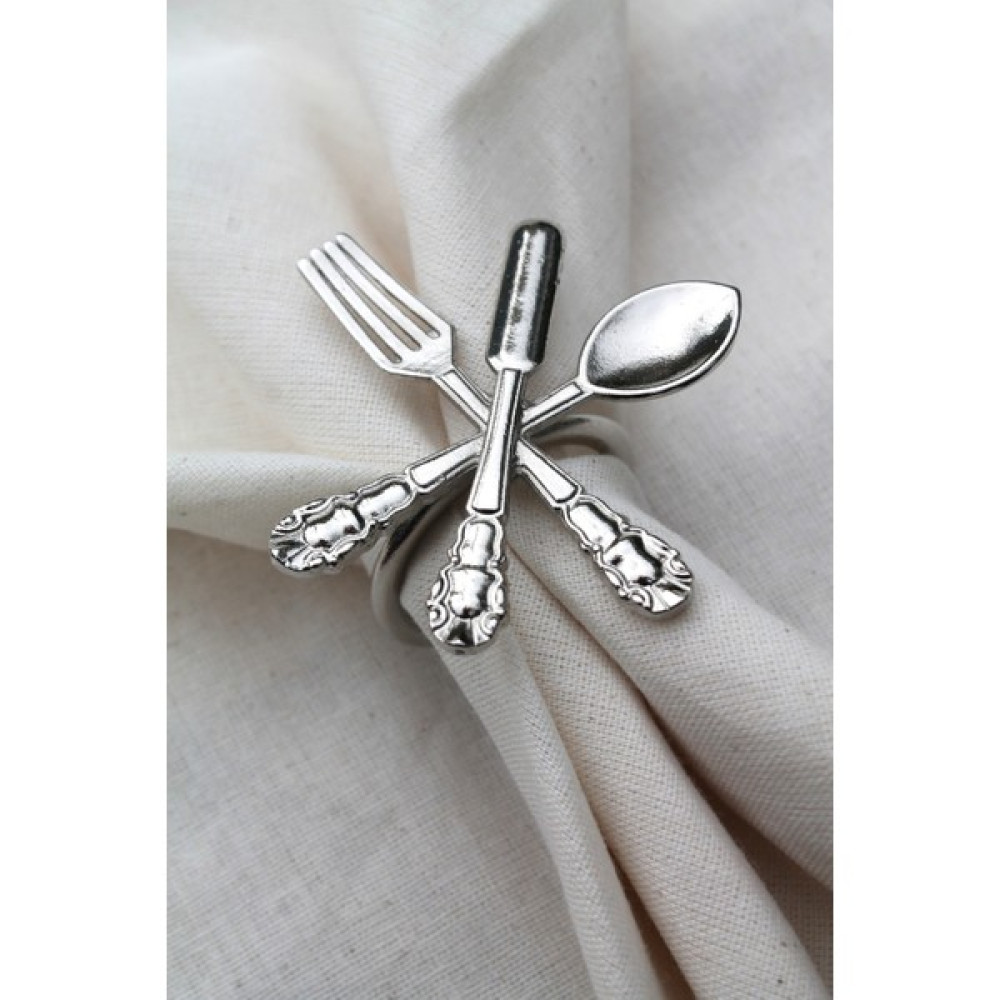 Emtory Home 6 Adet Dekoratif Gümüş Food Style Peçete Halkası - Napkin Ring - 10 x 10 cm Masa Örtüsü Fiyatı