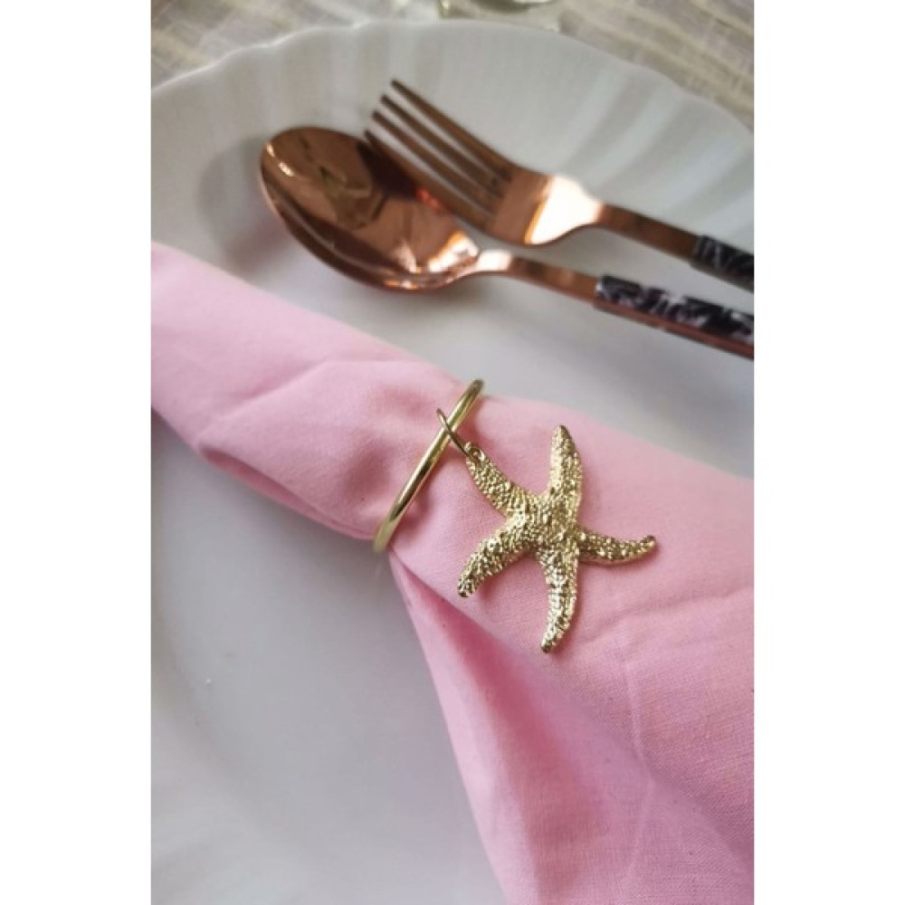 Emtory Home 6 Adet Deniz Yıldızı Metal Halkalı Gold Peçete Yüzüğü - Şeffaf - 10 x 10 cm Masa Örtüsü Fiyatı