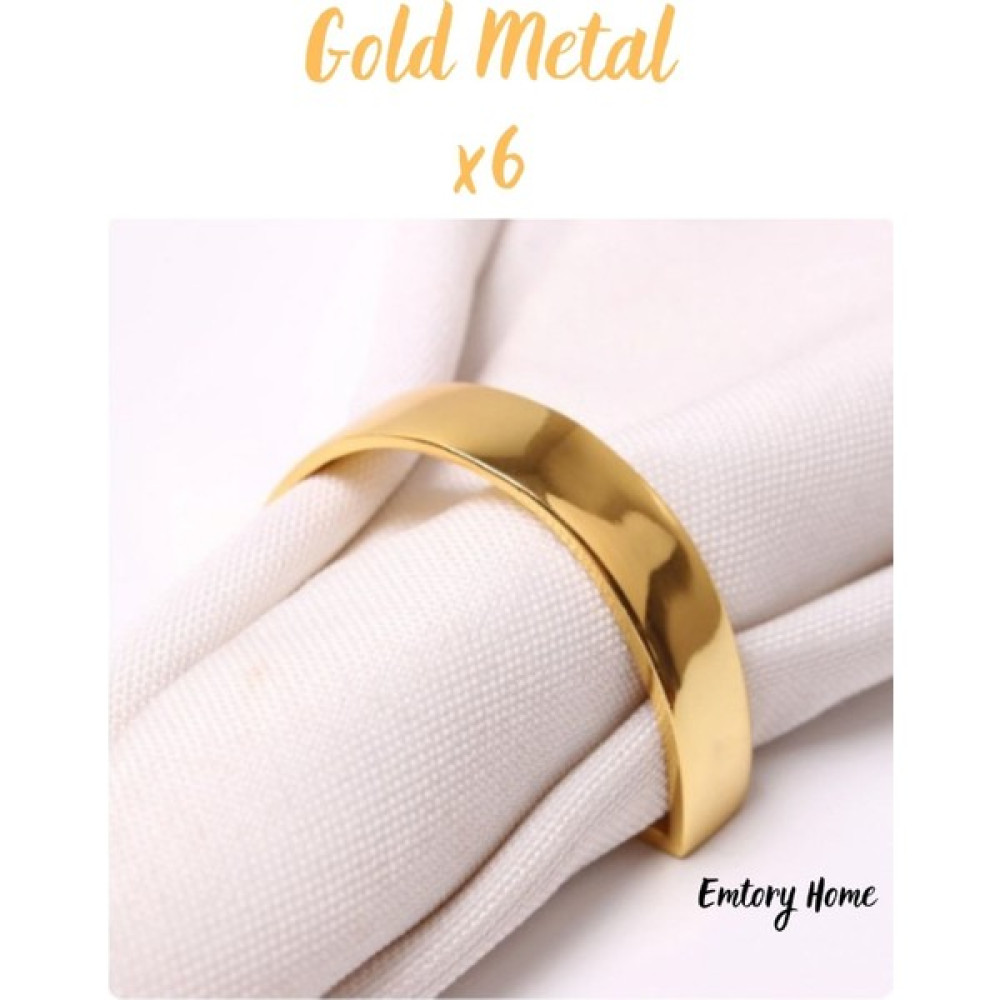 Emtory Home 6 Adet Gold D Metal Elegant Peçete Halkası - - 10 x 10 cm Masa Örtüsü Fiyatı