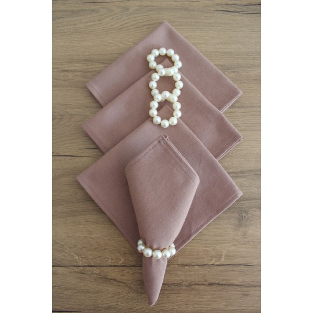 Emtory Home 6 Adet İnci Yüzüklü Kare Servis Sunum Peçetesi 33 x 33 cm - Sütlü Kahve Masa Örtüsü Fiyatı