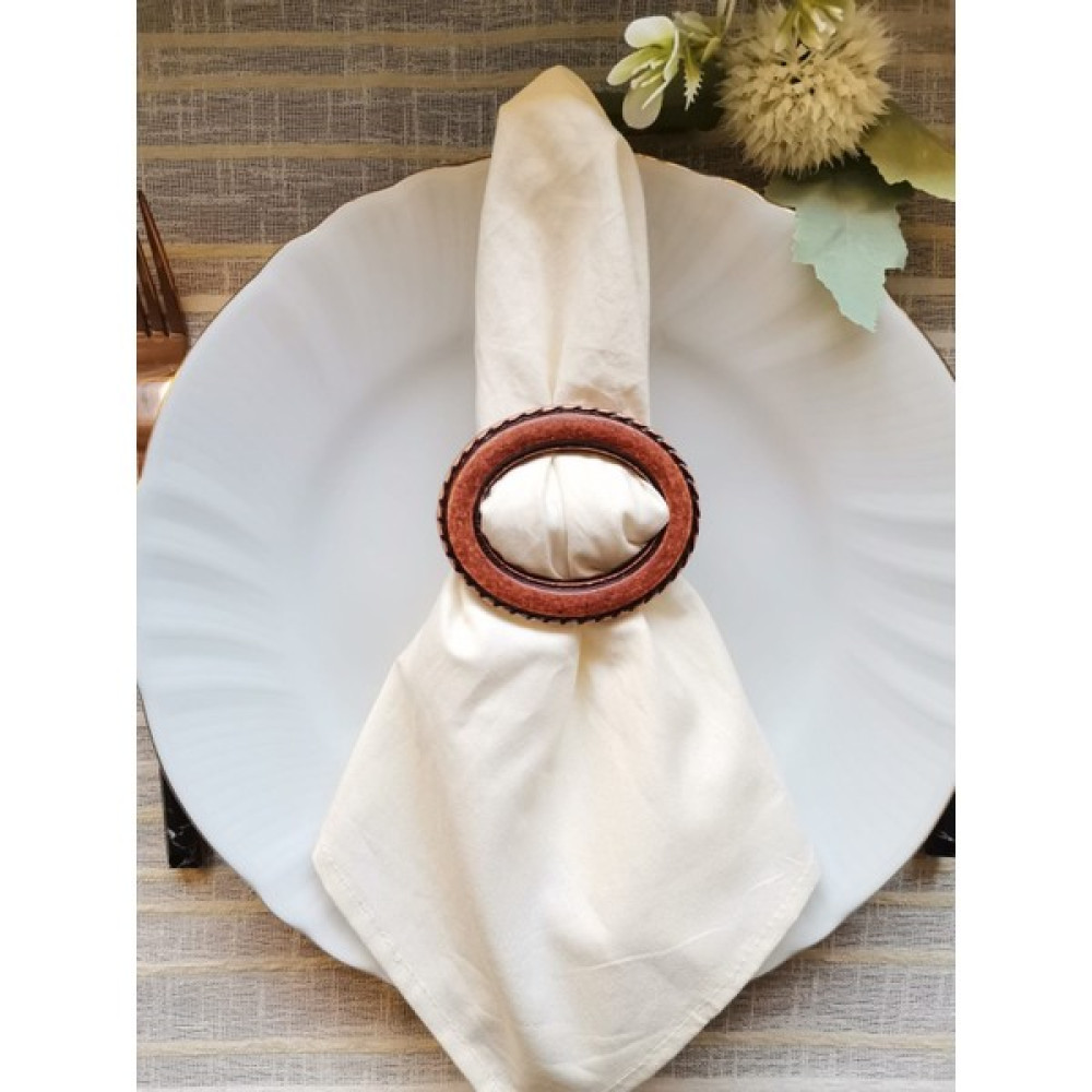Emtory Home 6 Adet Oval Eskitme Peçete Yüzüğü - Açık Kahverengi - 40 x 40 cm Masa Örtüsü Fiyatı