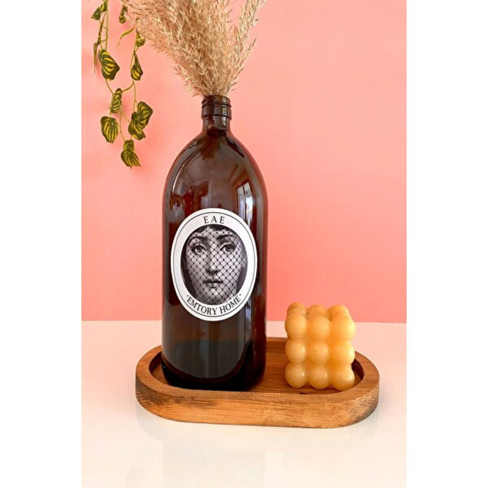 Emtory Home Dekoratif Fornasetti Amber Cam Şişe Vazo 23 cm - Kahverengi Vazo Fiyatı