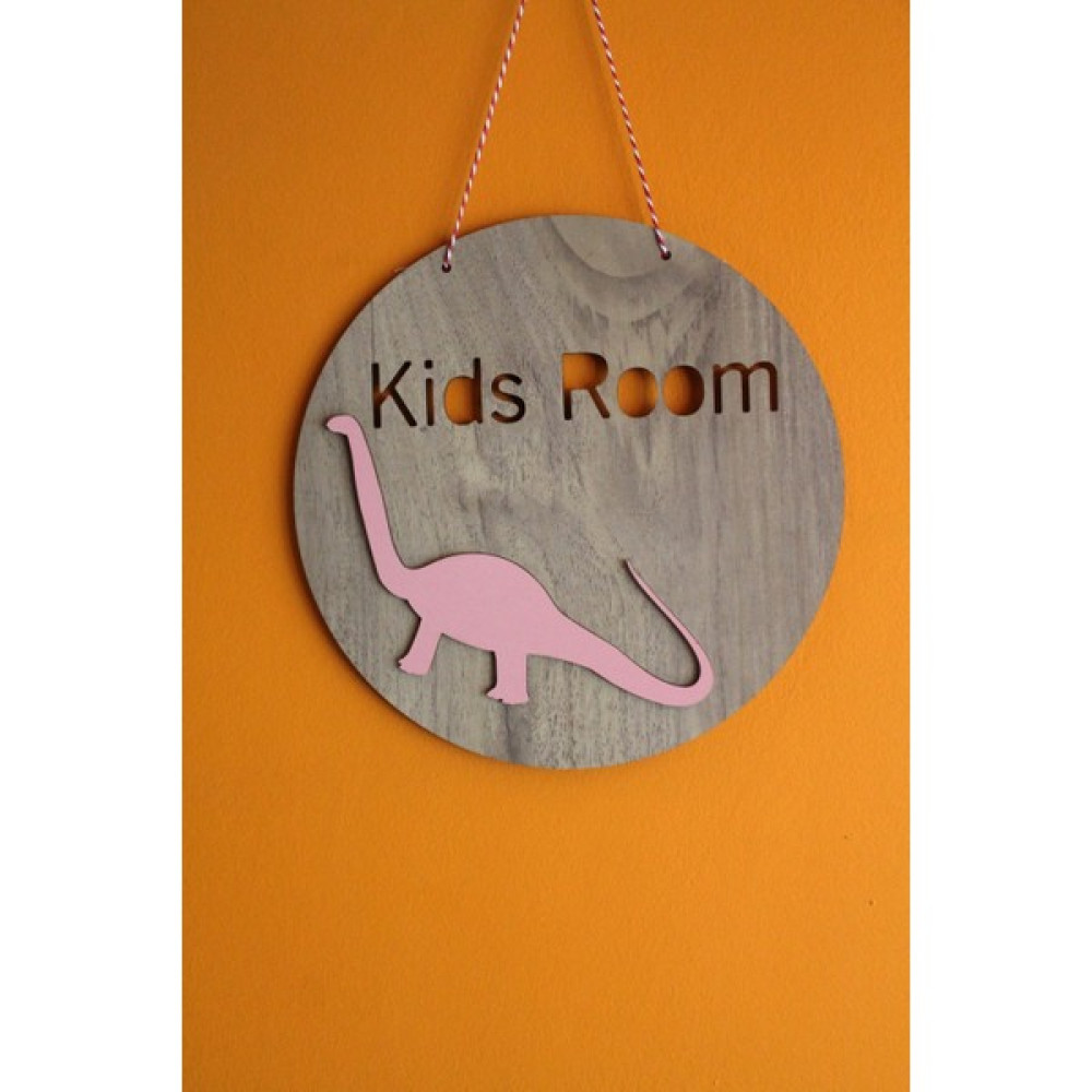 Emtory Home Dekoratif Kids Room Pembe Dinozorlu Lake Çocuk Odası Kapı & Duvar Süsü - 25 cm - -- Bebek Odası Duvar Süsü Fiyatı