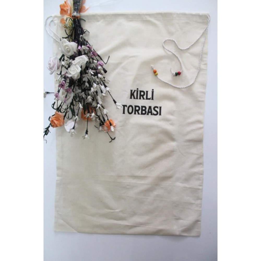 Emtory Home Keten Boncuk Detaylı Çok Amaçlı Kirli Torbası 50X70CM - Krem - 50 x 70 cm Sepet Fiyatı