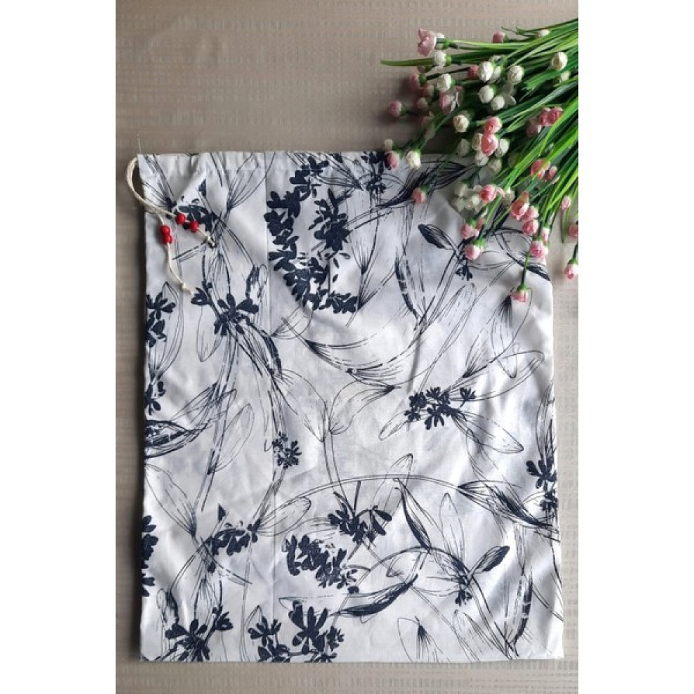 Emtory Home Lacivert Çiçekli Ekmeklik - Askılı Büzgülü Keten Ekmek Torbası 50X40CM Saklama Kapları Fiyatı