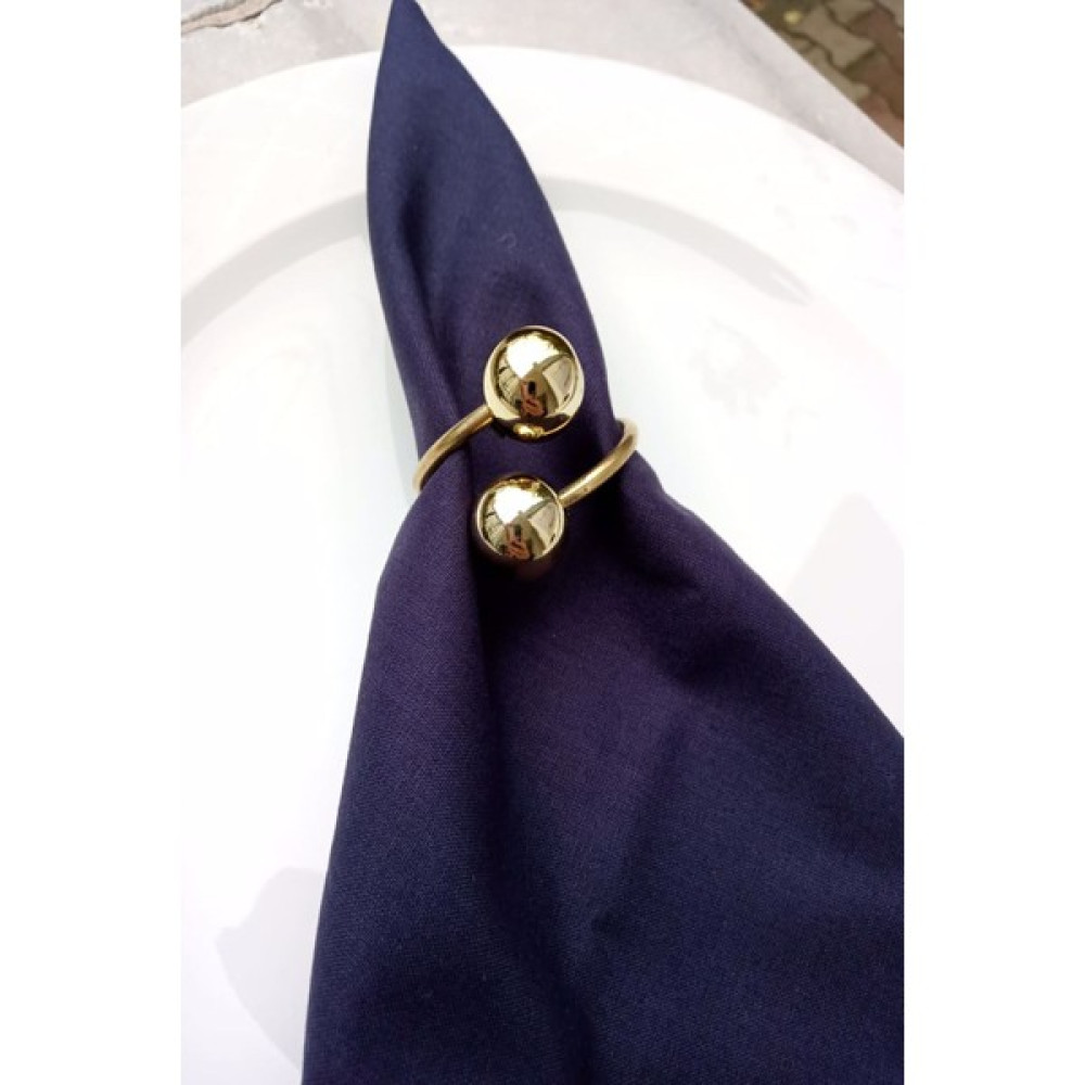 Emtory Home Parlak gold boncuklu 6 adet gold metal halkalı peçete yüzüğü - 22 x 22 cm Masa Örtüsü Fiyatı